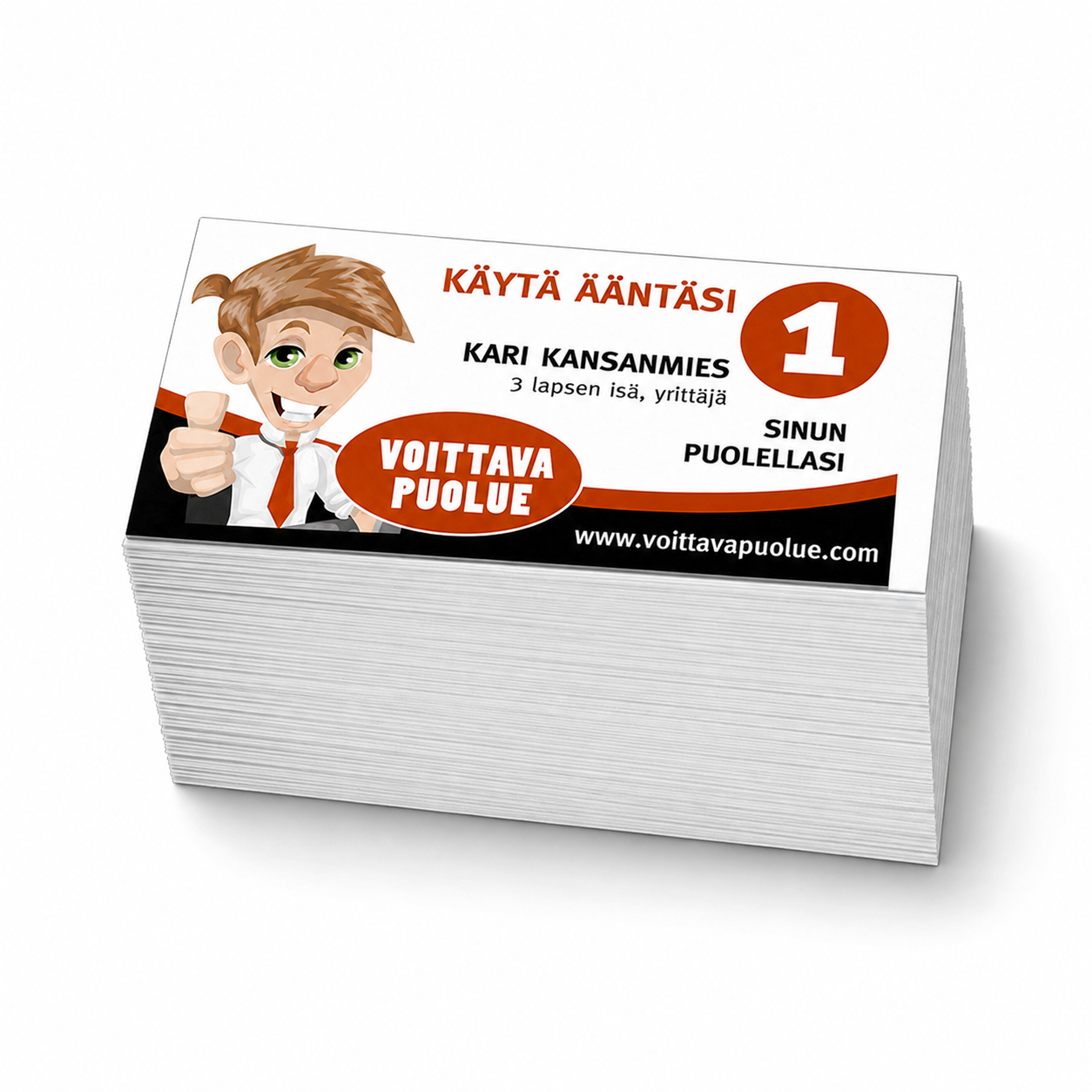 Käyntikortin kokoinen flyer 1-puoleinen - Hinta alkaen 100kpl, sis.Alv
