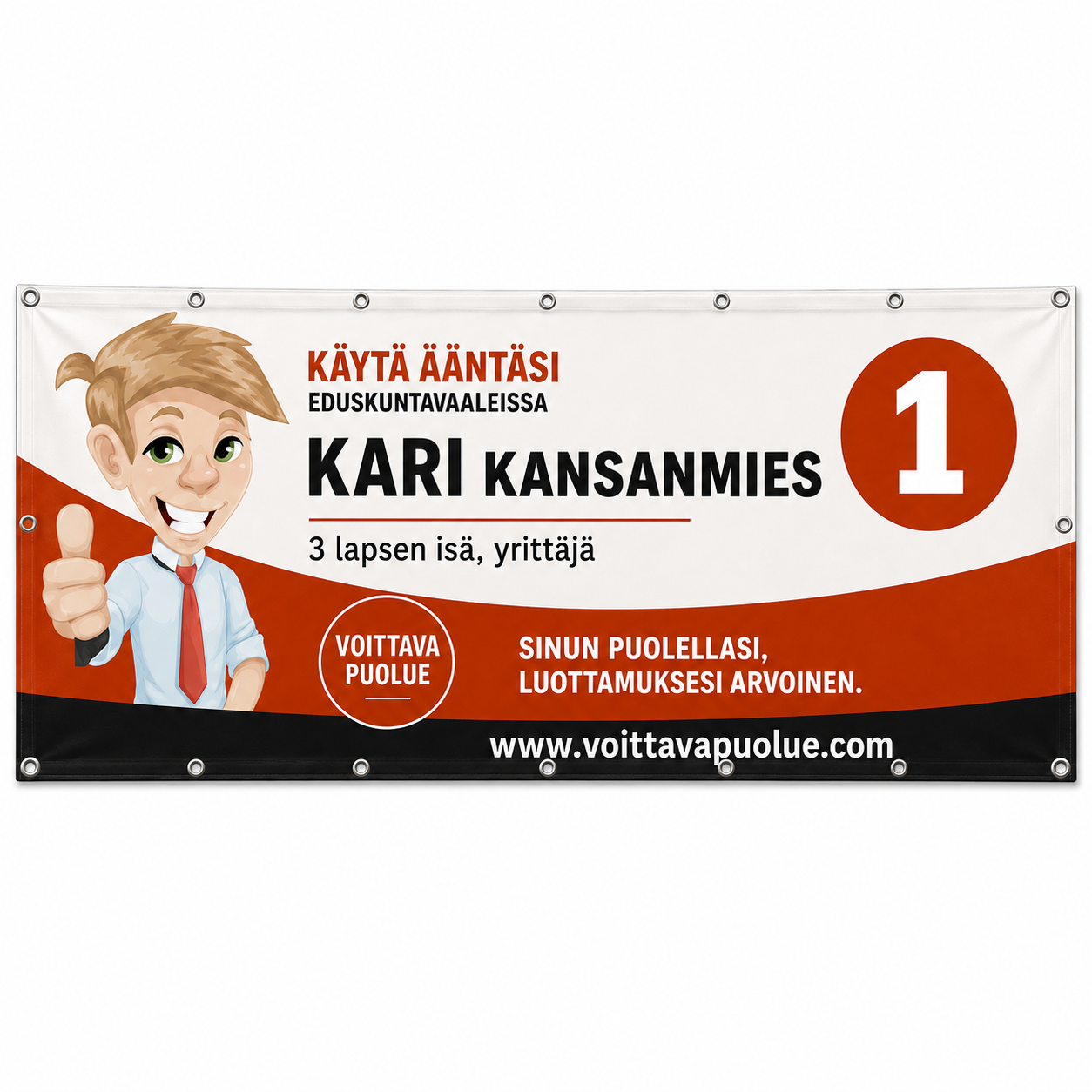 Vaalibanderolli 3x1m Kappalehinta alkaen, sis. Alv